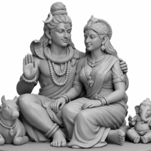 3D-printed Shiv Parvati with Ganesha & Nandi