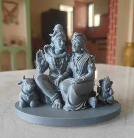 3D-printed Shiv Parvati with Ganesha & Nandi - Image 2